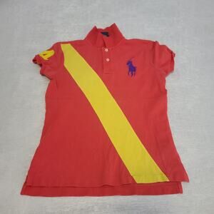 Ralph Lauren women's Big Pony Equestrian stripe polo shirt red Size small #4